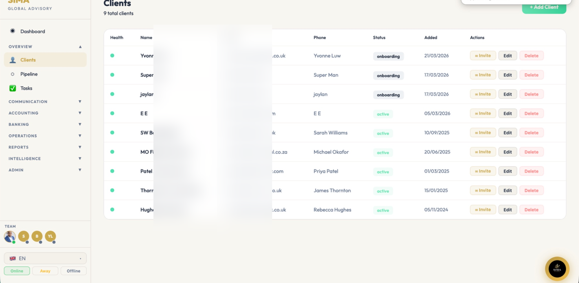 SIMA PMS Client List