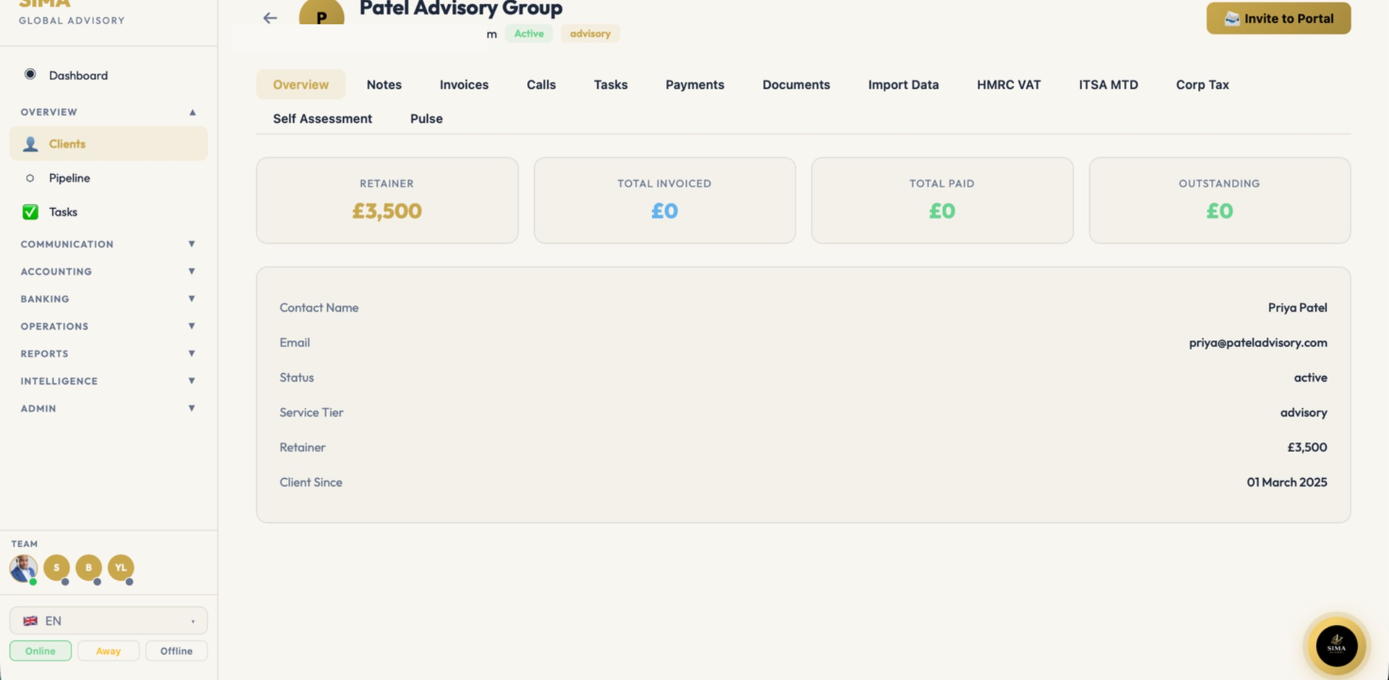 SIMA PMS Client Profile